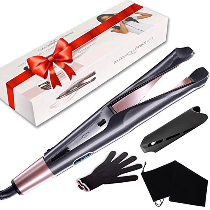 Professional Electric Straightening Iron&Curling Iron Hair Curler 2 in 1 Hair Straightener Flat Irons Ceramic Styling Tools