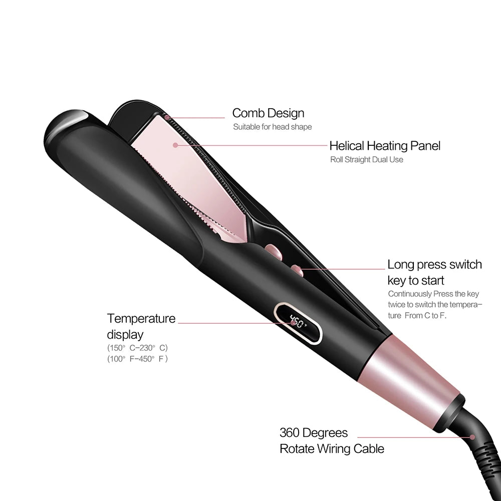 Professional Electric Straightening Iron&Curling Iron Hair Curler 2 in 1 Hair Straightener Flat Irons Ceramic Styling Tools