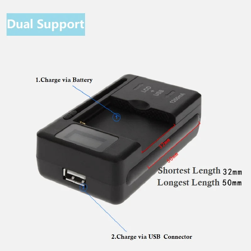 32-50mm Mobile Battery Charger LCD Indicator Screen With USB Output For Cell Phone Battery Charging US UK EU Plug Drop Ship