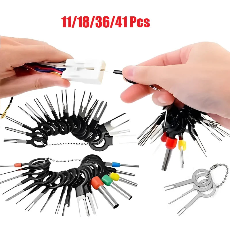 11/18/36/41pcs Car Terminal Removal Tool Wire Plug Connector Extractor Puller Release Pin Extractor Kit For Car Plug Repair Tool