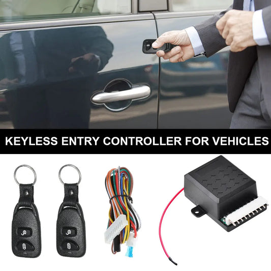 12V Auto Locking Security Keyless Entry Kit Vehicle Keyless Entry System with 2 Remote Control Portable Auto Remote Central Kit