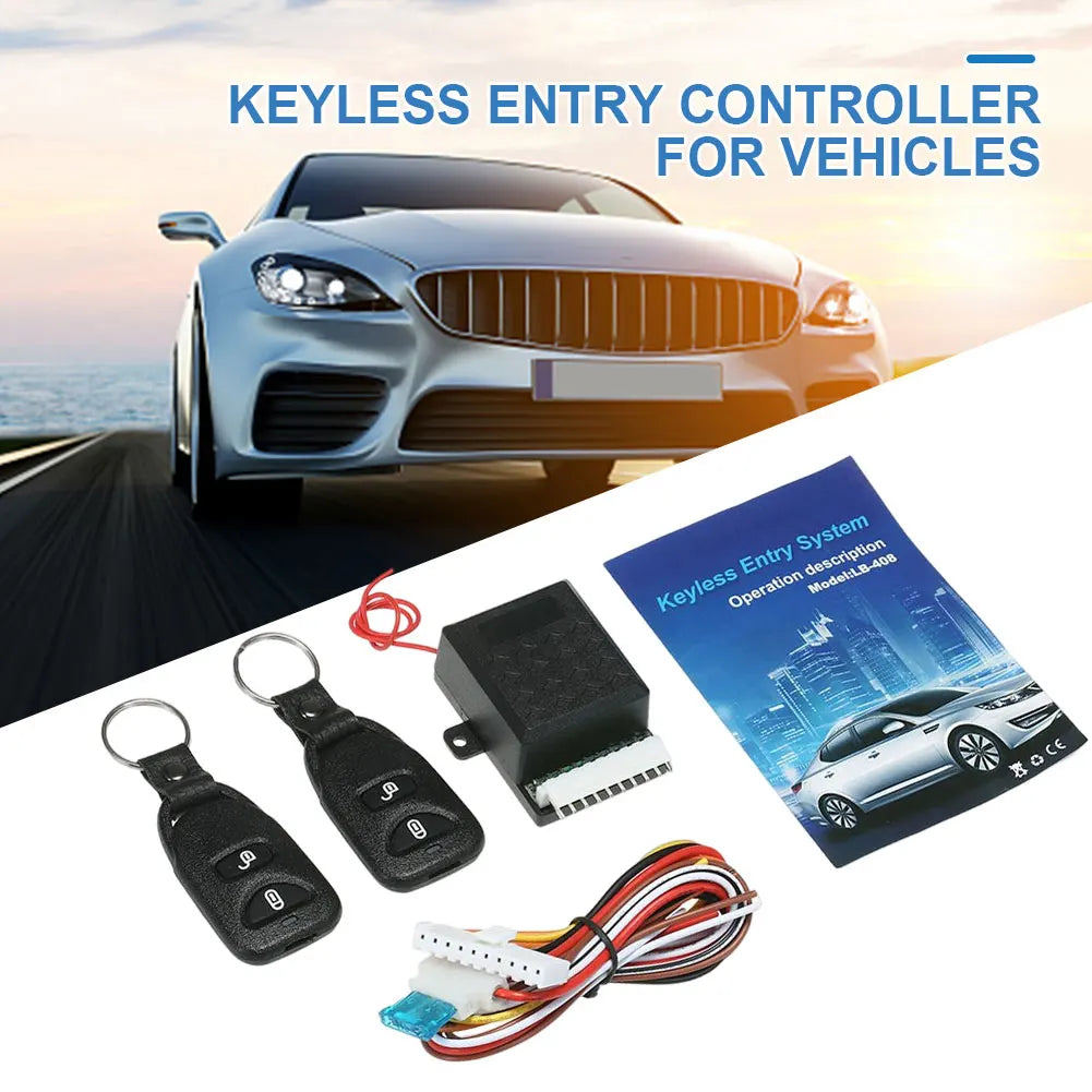 12V Auto Locking Security Keyless Entry Kit Vehicle Keyless Entry System with 2 Remote Control Portable Auto Remote Central Kit