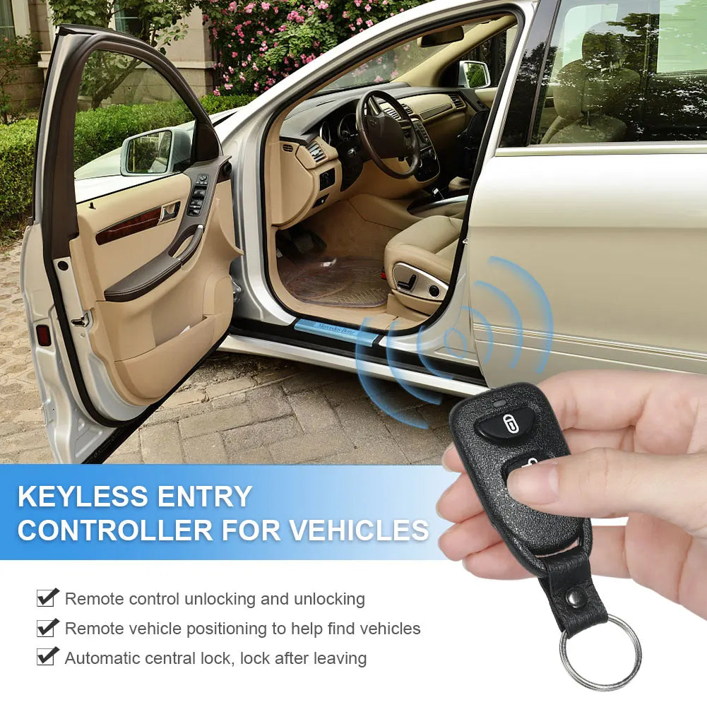 12V Auto Locking Security Keyless Entry Kit Vehicle Keyless Entry System with 2 Remote Control Portable Auto Remote Central Kit