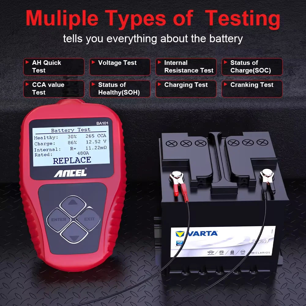 ANCEL BA101 12V Car Battery Tester Analyzer Automotive Battery Load Tester 100-2000CCA Charging Circuit load Diagnostic Tools