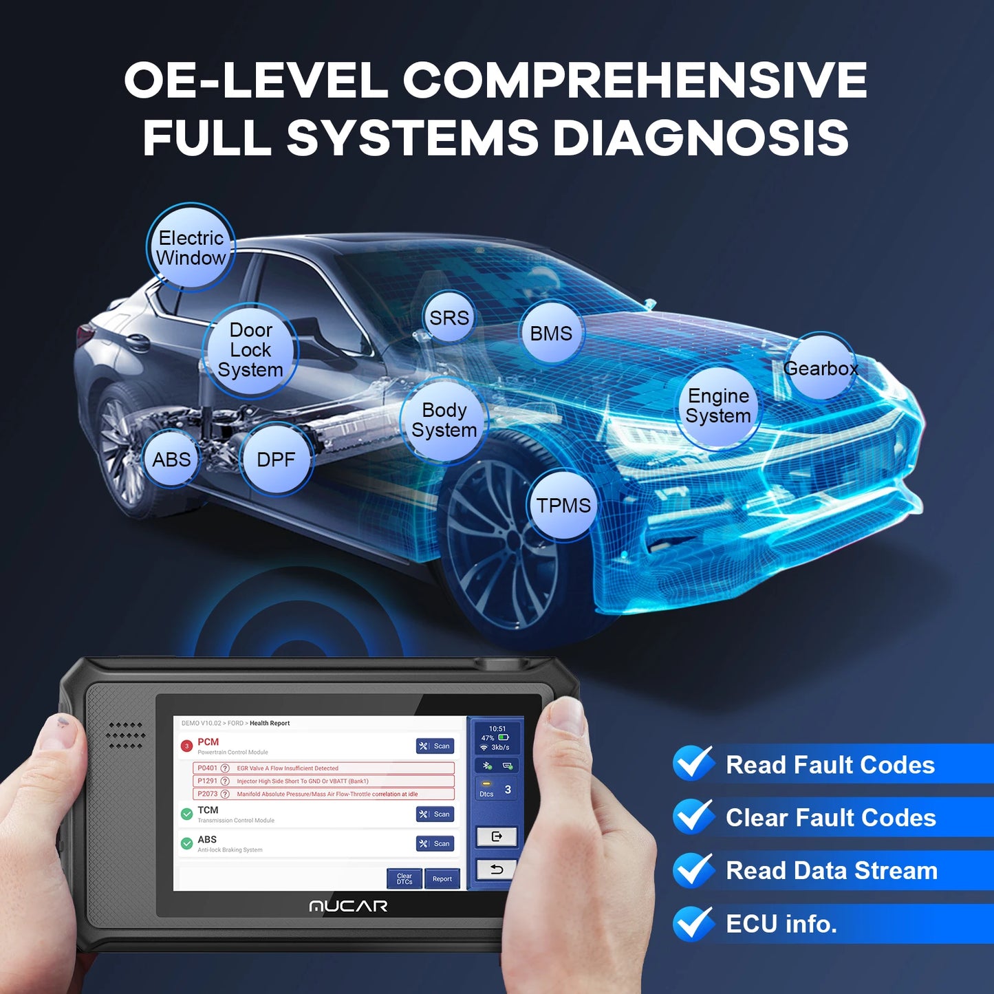 THINKCAR MUCAR VO6 Best Professional Car Diagnostic Tools Full System Automotive Obd2 Scanner OBD Auto Diagnosis 28 Resets Free