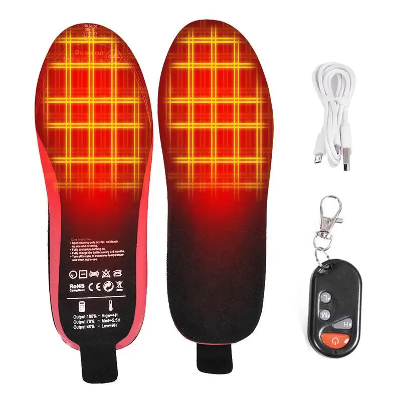 2100Mah Battery Rechargeable Heated Shoes Insoles Wireless Remote ControlledAdjustable Temperature Foot Warmer For Men Women