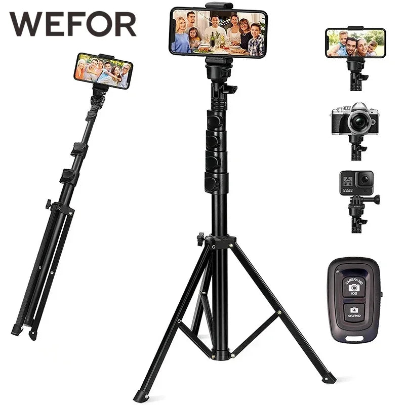 WEFOR Phone Tripod, Selfie Stick Tripod with Remote, Upgraded iPhone Tripod Stand & Travel Tripod, Solidest Cell Phone Tripod