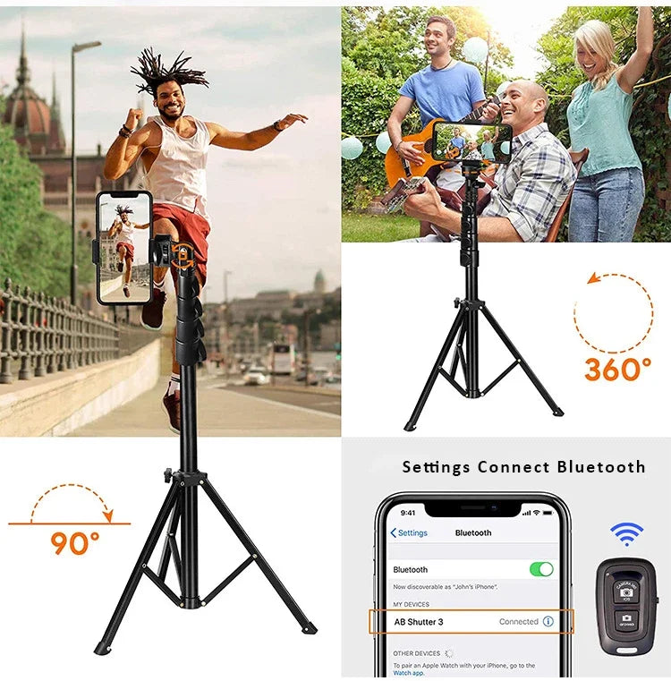 WEFOR Phone Tripod, Selfie Stick Tripod with Remote, Upgraded iPhone Tripod Stand & Travel Tripod, Solidest Cell Phone Tripod