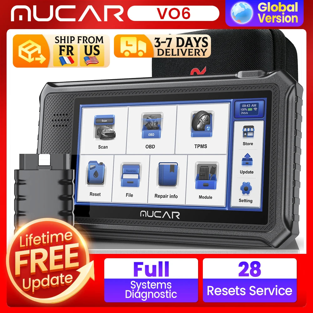 THINKCAR MUCAR VO6 Best Professional Car Diagnostic Tools Full System Automotive Obd2 Scanner OBD Auto Diagnosis 28 Resets Free