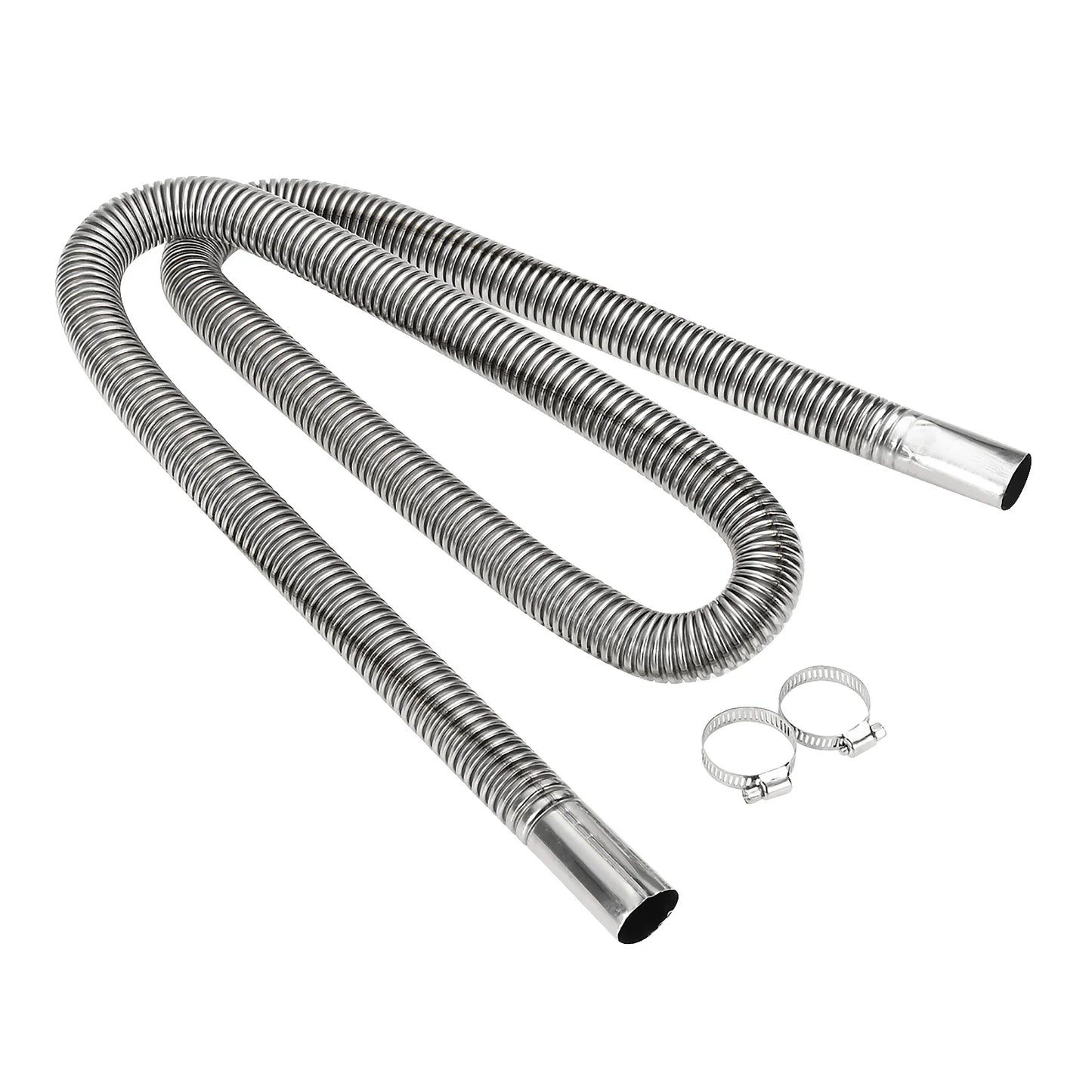 200cm Exhaust Hose with Two Clips Gas Vent Hose Air Diesel Heater Car Parking Exhaust Pipe for Power Generators Car Heating