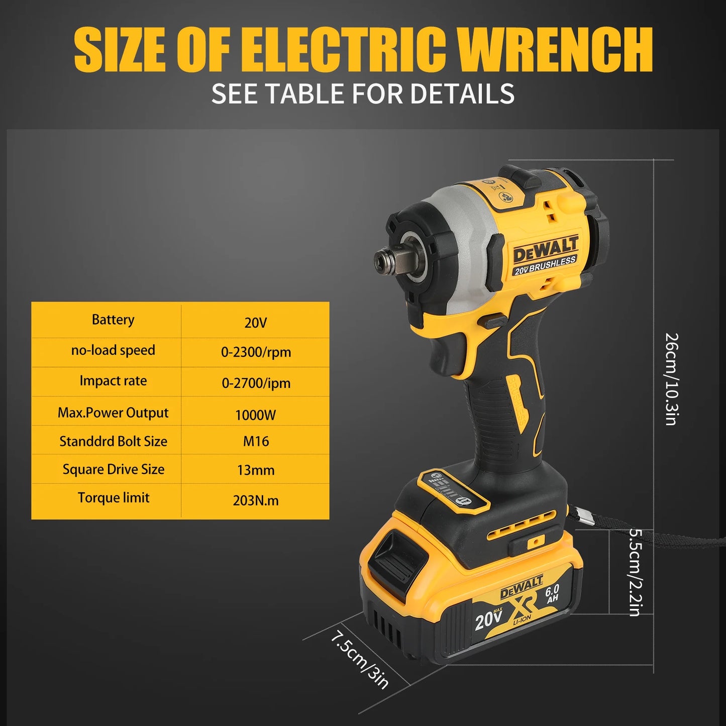 Dewalt DCF850 Rechargeable Cordless 20V Cordless Impact Wrench, Lithium Electric Battery, Power Tools, Original Large Torque