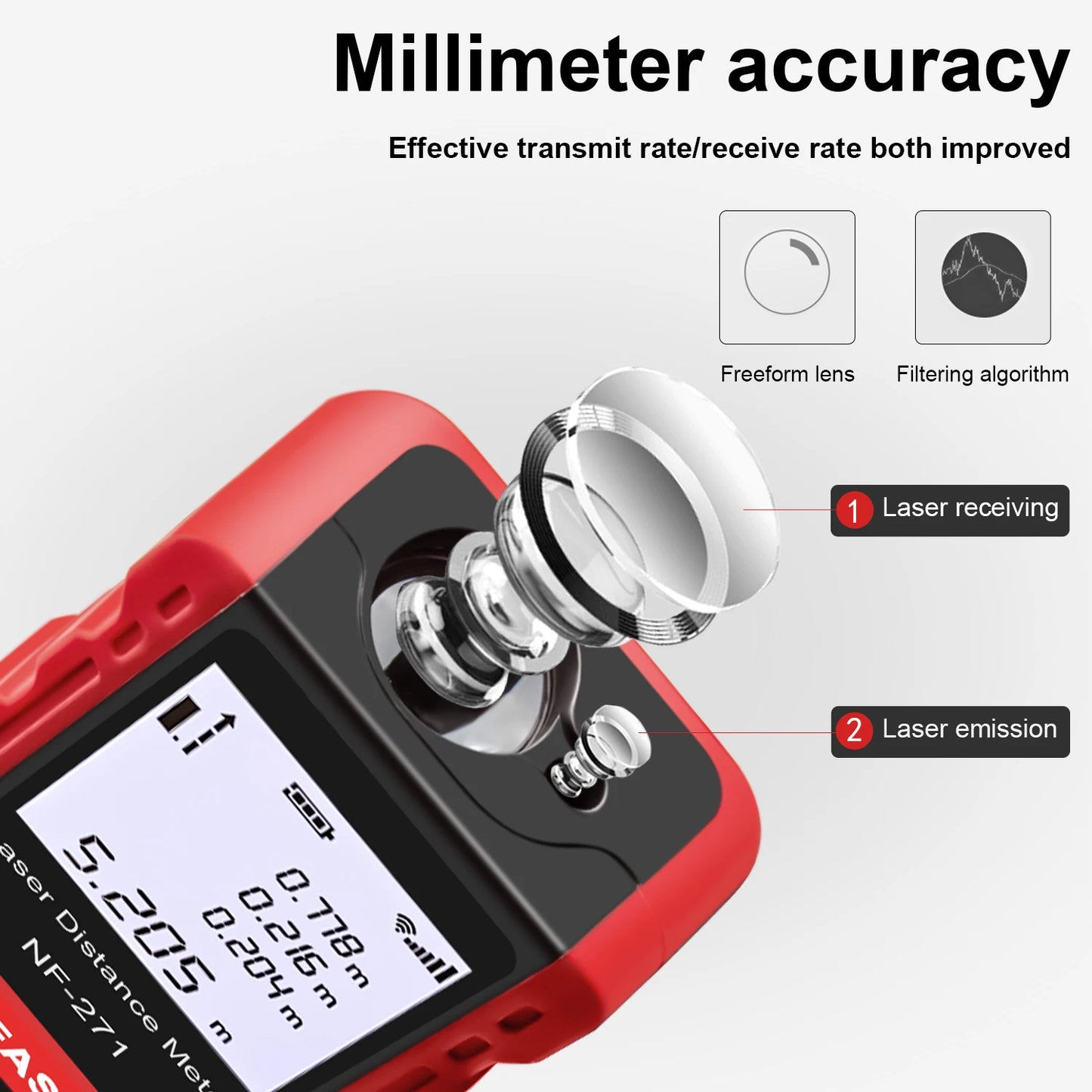 NOYAFA NF-271 Laser Rangefinder 40M 80M Laser Distance Meter Laser Tape Measure Accurate Distance Meter Measuring Device Tools