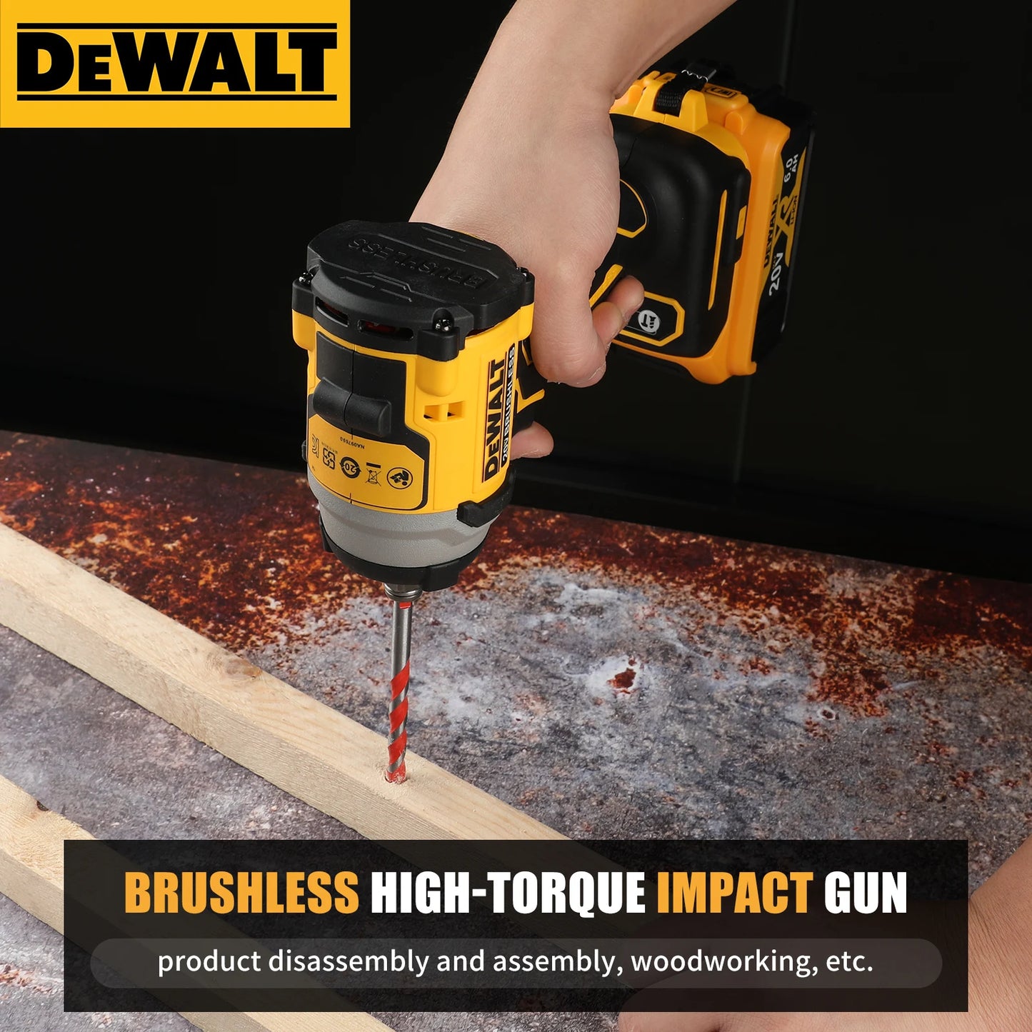 Dewalt DCF850 Rechargeable Cordless 20V Cordless Impact Wrench, Lithium Electric Battery, Power Tools, Original Large Torque