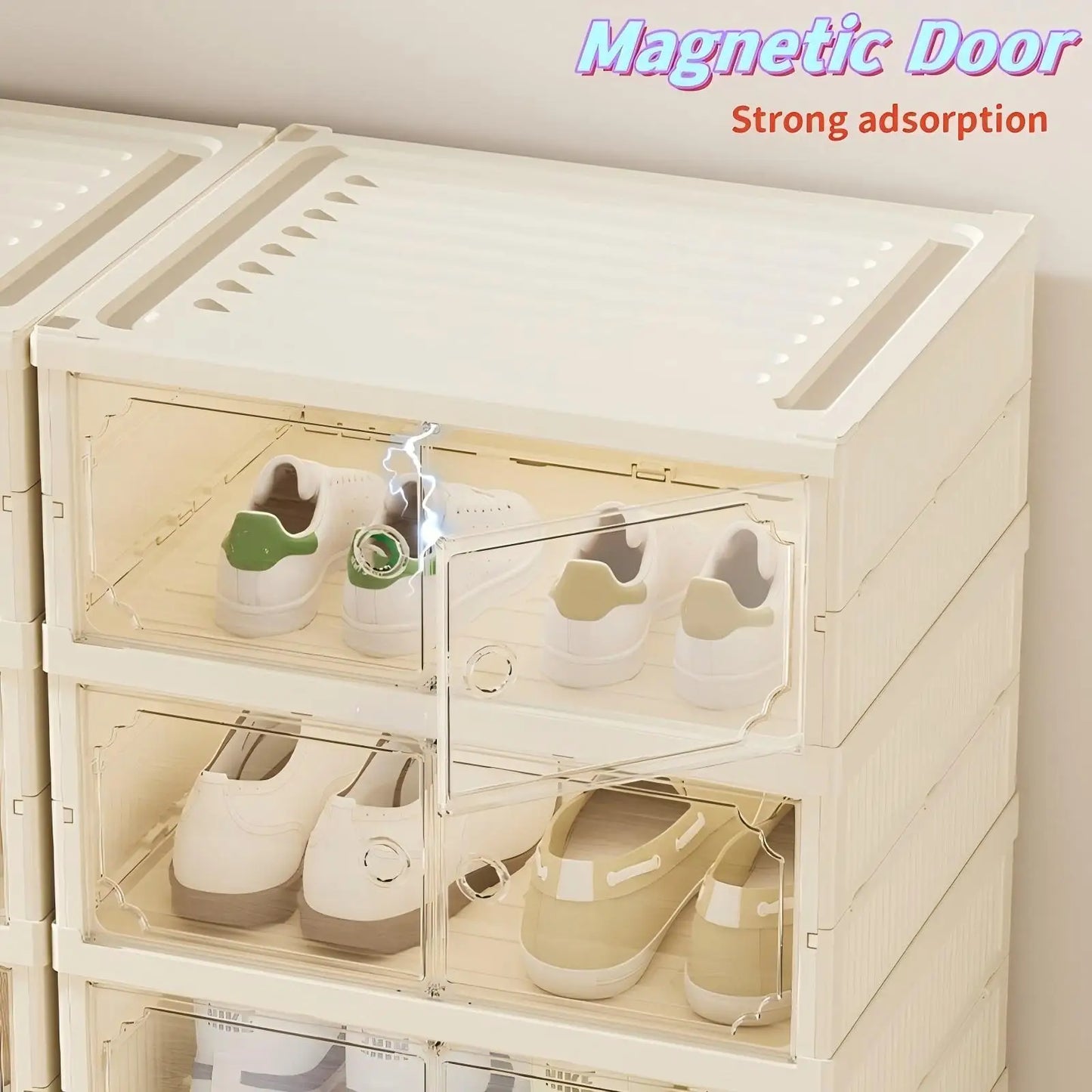 Widening Shoe Cabinet Transparent Heightening Shoes Box Thickened Foldable Sneaker Shoe Organizers Dustproof 12-grid Shoes Bins