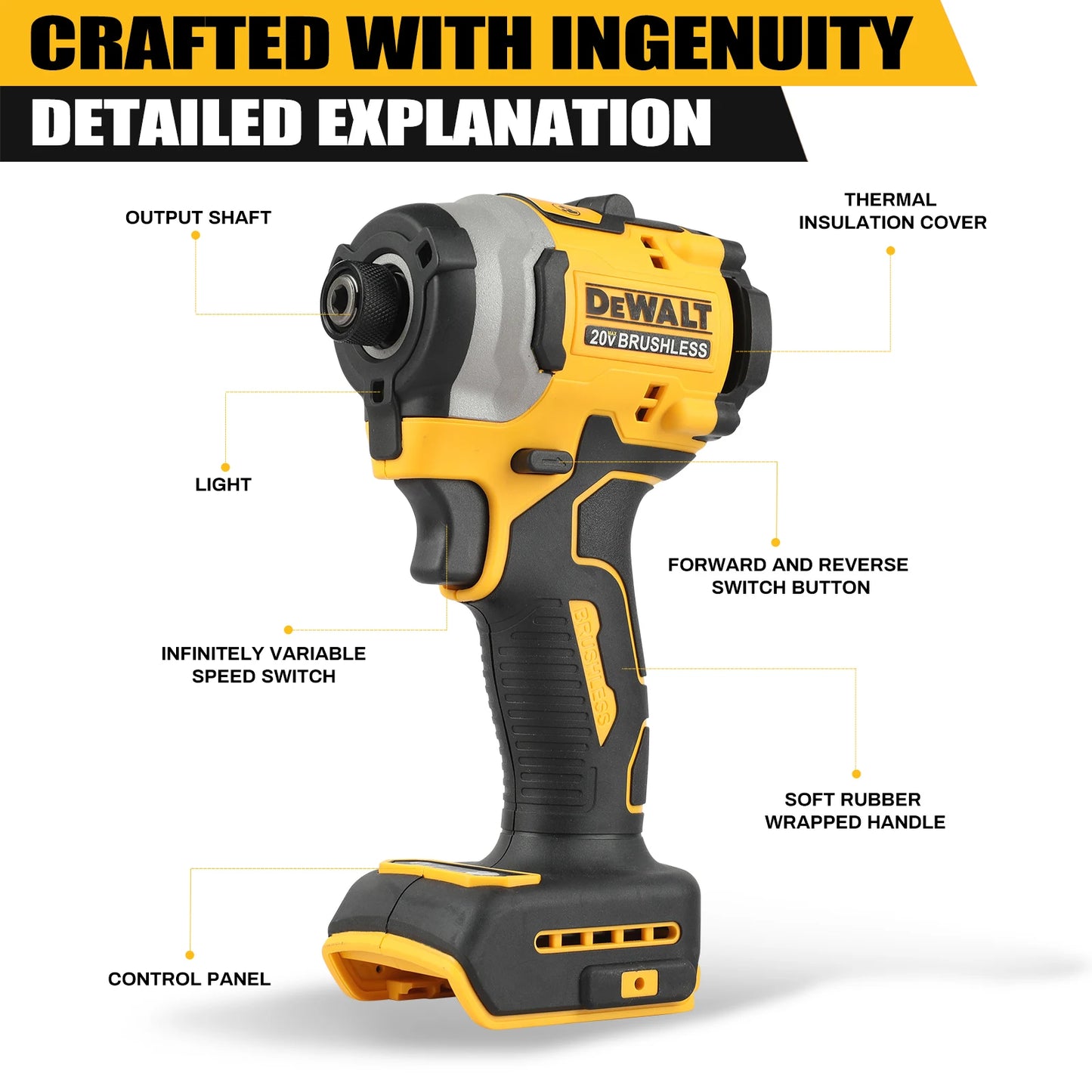 DEWALT DCF850  Impact Brushless Cordless Electric Drill 20V  Lithium Driver electric screwdriver  Battery Torque tools