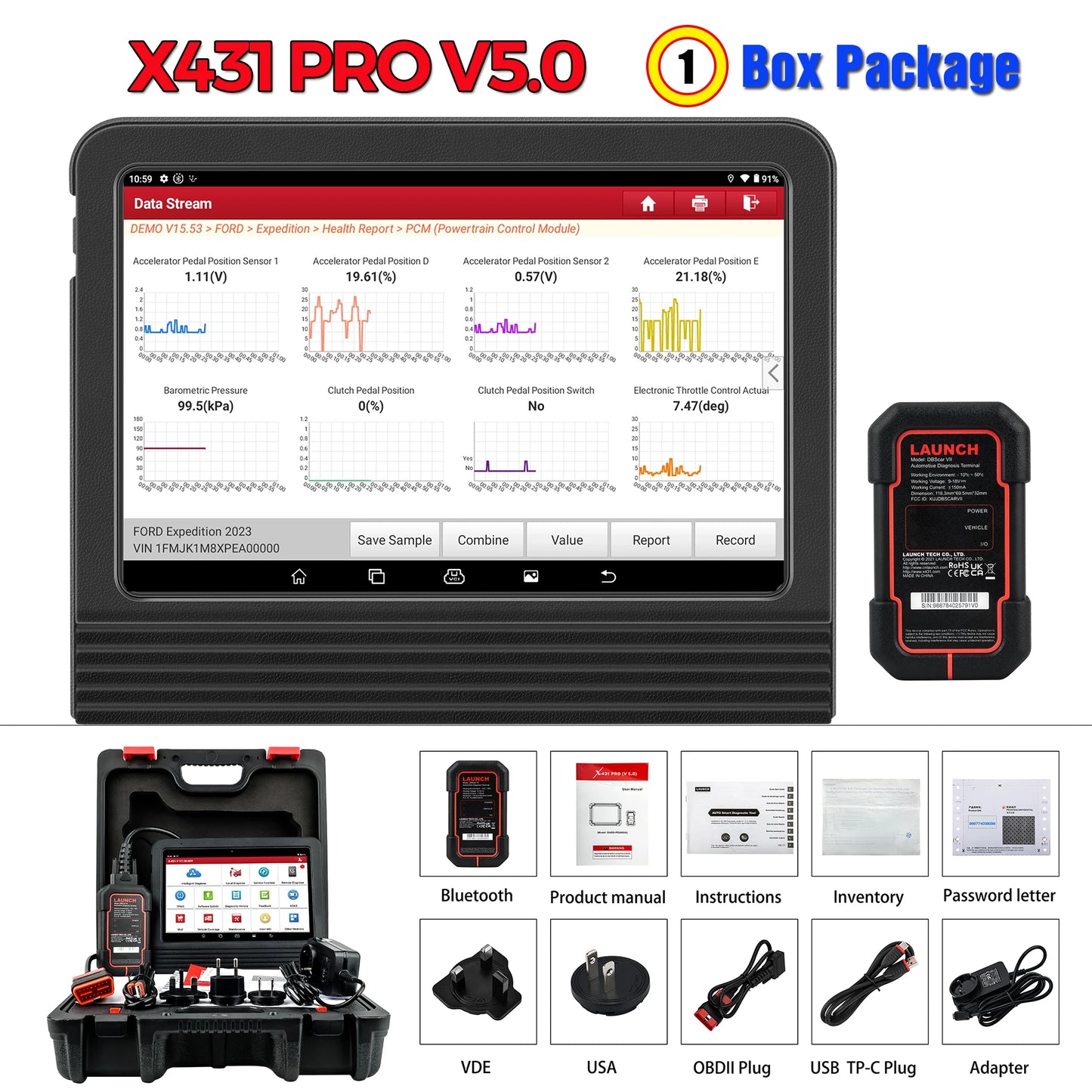 LAUNCH X431 PRO V5.0 Bidirectional OBD2 Scanner All System Diagnostic Tools ECU Coding 31+ Service FCA DOIP CANFD Lifetime Use