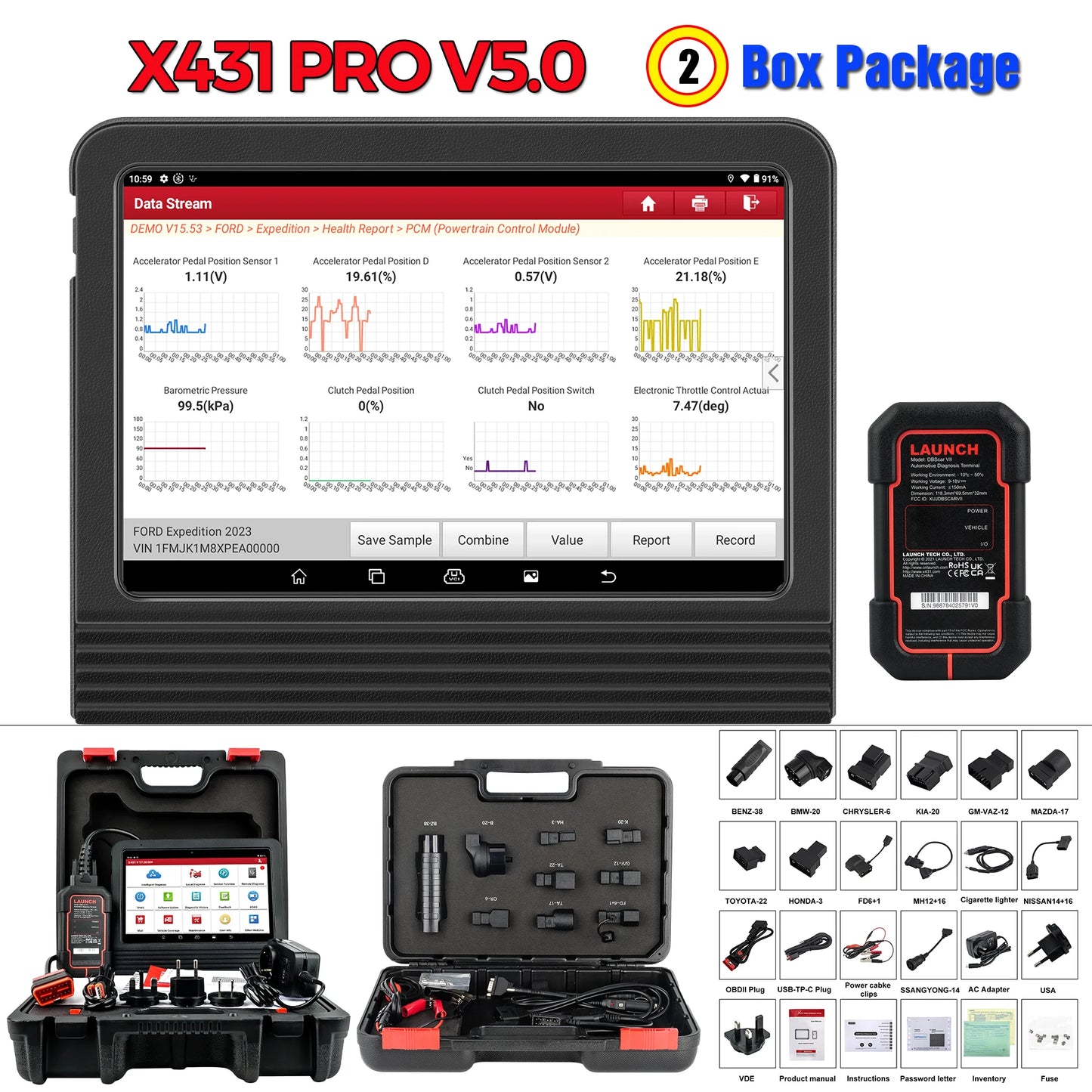 LAUNCH X431 PRO V5.0 Bidirectional OBD2 Scanner All System Diagnostic Tools ECU Coding 31+ Service FCA DOIP CANFD Lifetime Use