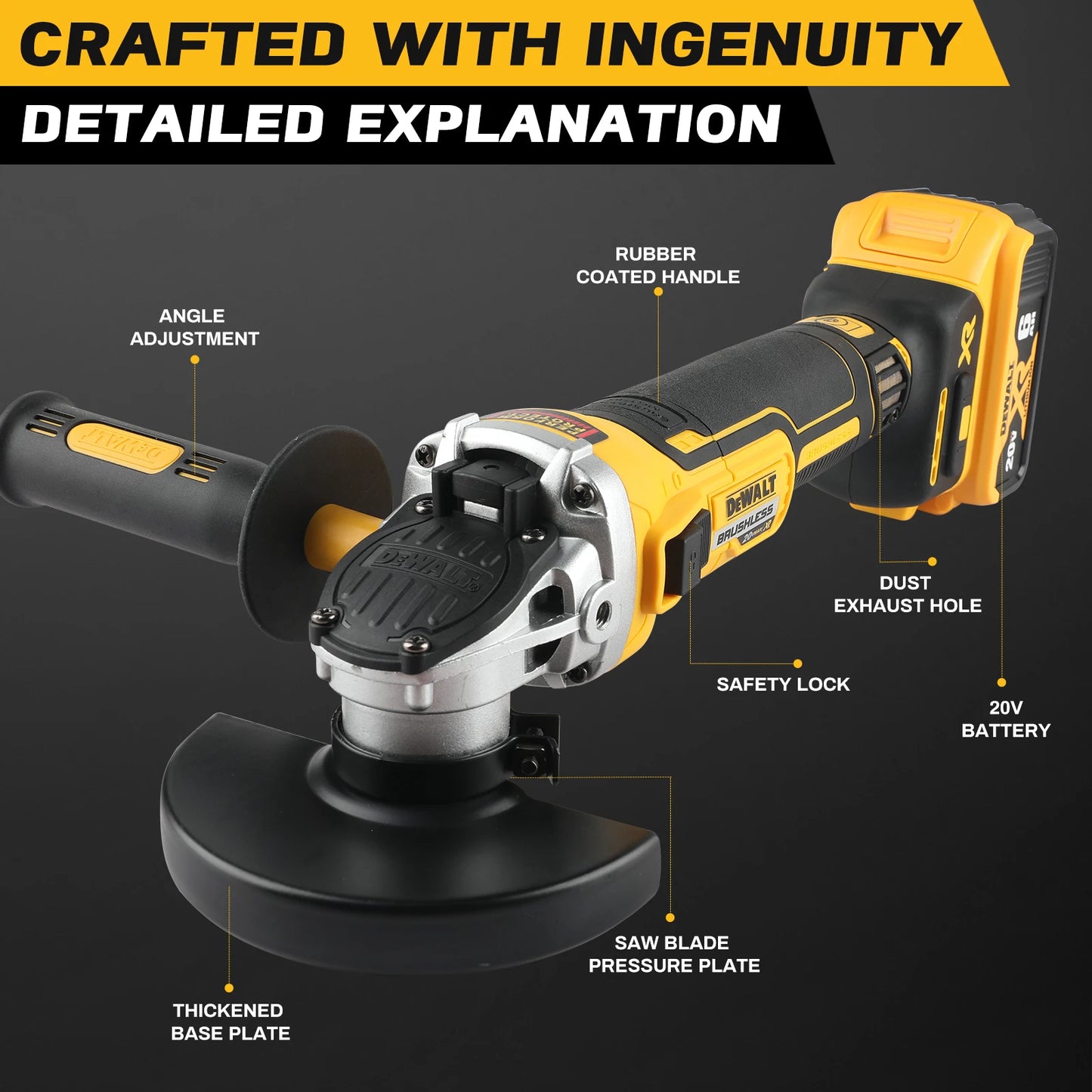 DEWALT DCG405NT 100/125mm 18V lithium battery brushless flat head angle grinder bare machine tool cutting machine bare machine